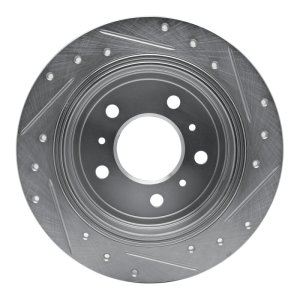 Buick Allure Brake Rotor (1) - Rear Left - R1 Concepts - Drilled & Slotted - Silver - `06-`10